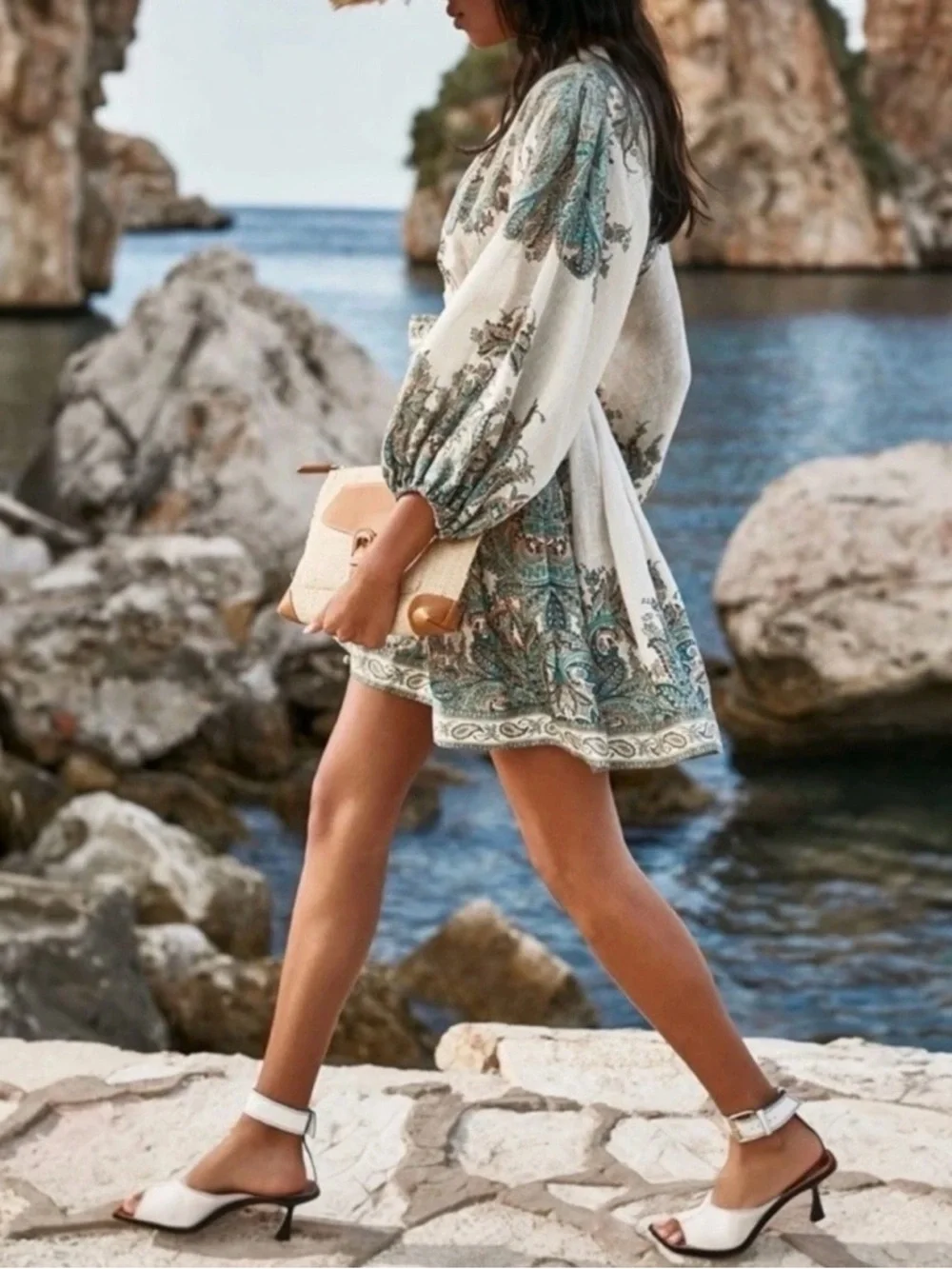 Zimmermann | Dresses | Zimmermann Cream Mini Dress With Teal Paisley  Printzimmermann Summer | Poshmark